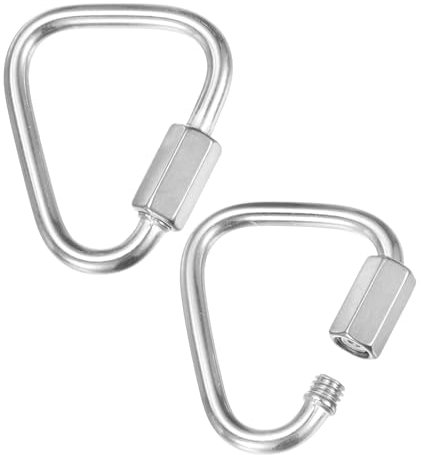 M METERXITY 2-Pack Quick Chain Link Connector, M3.5 1/8 316 Stainless Steel Triangle Locking Repair Chain Links for Swing/Camping/Hiking/Backpack, Twist Key Ring Screw Chain Link [Silver]