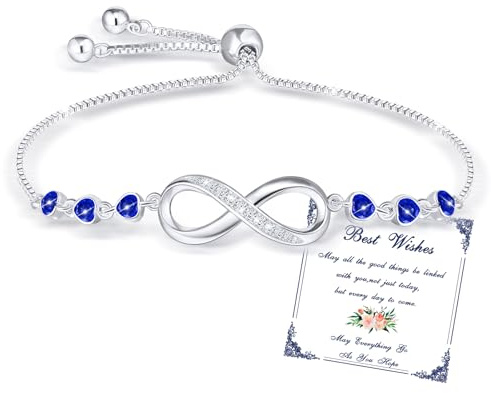 Esmoly Infinity tennisarmband för kvinnor med 5A zirkon hjärta födelsesten justerbara födelsedagspresenter för kvinnor flickor, En storlek, Kubisk zirkonia, Cubic Zirconia