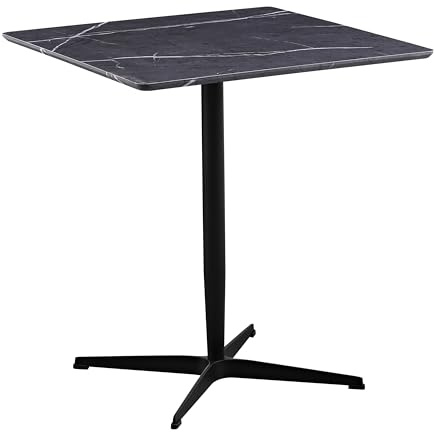 Brigros WeHome - Tavolo Bar 70x70 cm Moderno in Legno MDF 18mm, Tavolo da Esterno con Gamba a Colonna e Base a Stella, Tavolo Quadrato per Ristoranti e Bistrot, Effetto Marmo Grigio Scuro