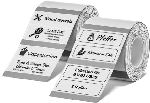 NIIMBOT Etiketten Selbstklebend Etikettenband für B21/ B1/ B3S Etikettendrucker, 40x15mm(2Reihe) Thermo Etikettenband für Büro, Schule, 460 Etiketten/Rolle (2-Rollen-Pack, Transparent)
