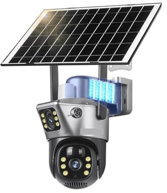 VEKELETE Telecamera Solare 4G Sim Esterna Doppia Lente WiFi 8MP 4K IP Camara Pannello Solare CCTV Sicurezza Batteria Integrata PIR Cam(WiFi Cam ADD 32G)
