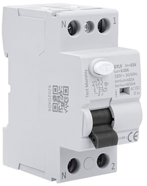 Disjoncteur différentiel 63A 30ma Interrupteur différentiel 2P type AC Disjoncteurs électriques AC 220V, Schützt persönliche Sicherheit und verhindert Geräteausfälle aufgrund von Kriechstrom.