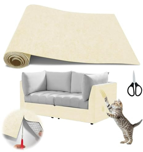 Selbstklebende Kratzmatte für Katzen - 40x 200cm Kein Geruch Robust Langlebig Kratzmatte Selbstklebend - Kratzschutz Sofa Katze Selbstklebende Katzenteppich - für Katze Bäume, Wand Möbel, Kratzbäume
