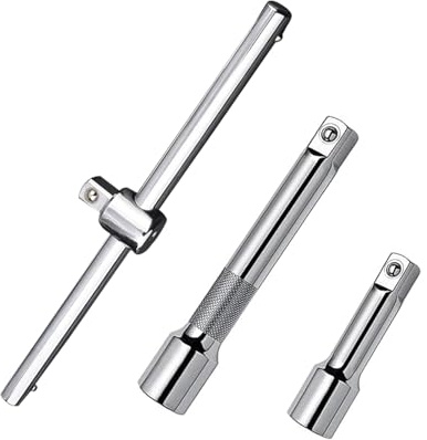Jeu de 3 rallonges de clé à douille 1/2 en acier au chrome vanadium 75/125/250 mm