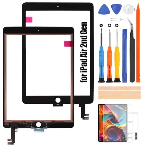 Atwist pour iPad Air 2 2014 Écran Tactile pour iPad Air 2nd Gen Écran Remplacement pour iPad Air2 Numériseur Verre Écrantactile Panneau avec Kit Pièces de Réparation (Noir, Pas LCD Display)