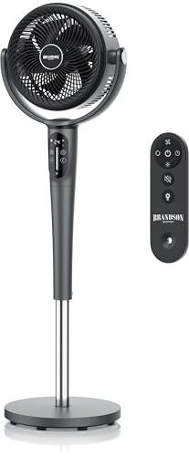 Brandson - Standventilator 3D mit ECO DC Motor – sehr leise – Preisträger 2025-60% Energieeinsparung – Ventilator mit 24 Geschwindigkeiten – horizontale und vertikale Oszillation – Fernbedienung