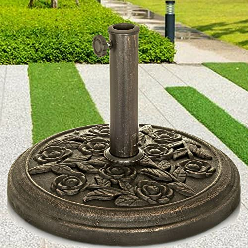 Heavy-Duty 9kg Outdoor Patio Umbrella Base Stand - Round Cast Iron Sunshade Holder for Beach, Garden, and Terrace - Parasol Support for Stability and Safety