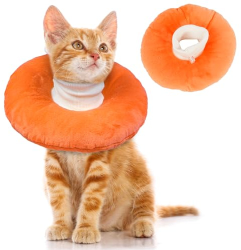 Hjumarayan kattkrage läckageskydd mjuk – krage katt läckageskydd efter OP, halsband katt mjuk skyddande krage justerbar tratt, orange M