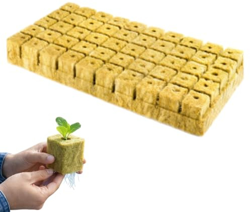Rockwool Grow Cubes,25x25x25mm 50-Holes Seed Plugs for Hydroponic System,Hydroponic Pots & Kit,Soilless Planting for Tomatoes Herbs Orchids,Hydroponics Growing System Supplies,Hydroponic Plants