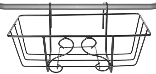 ifundom Supporto per Fioriera da Balcone in Ferro Nero, Portavaso Sospeso Quadrato per Ringhiera, Staffa Robusta per Piante da Esterno e Decorazione Cortile