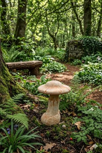 Pilz aus Terracotta – Handarbeit – Frostfest – XL Gartenfigur Dekoration - 37 cm