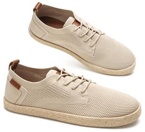 GLAMORA Alpargatas Hombre Zapatillas Zapatos Plano Transpirable Tejido Cordones Ligero Flexible Suela Goma Antideslizante Mocasín Urbano Confort Calzado