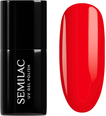 Semilac Smalto UV 981 Spicy Neon da 7 ml, colore arancione fluo acceso, stile estivo accattivante, collezione Mood Boost Colors