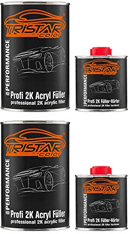 TRISTARcolor 2K HS Füller Set Epoxy weiß 2,6 kg + Härter f. Autolack | Grundierung, gleicht Unebenheiten aus, Korrosionsschutz, für helle Autolacke, gute Haftung, High Solid, Made in Germany