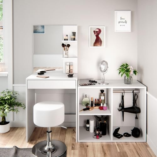 Vicco Anstellschrank Isabelle, Weiß, 80.1 x 65 cm, zur Erweiterung von Schminktischen geeignet