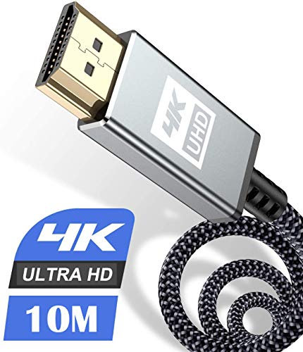 sweguard Cable HDMI 4K, Cable HDMI de alta velocidad 2.0 Ultra 18Gbps 4K a 60Hz compatible con vídeo UHD 2160p, HD 1080p, 3D, Ethernet, HDCP 2.2 ARC, compatible Fire TV Xbox PS3 PS4 (10m, gris)