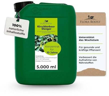 Flora Boost Kirschlorbeer Dünger Flora Boost 5000ml I Für bis zu 1000L Gießwasser I Dünger für Kirschlorbeer Pflanzen & Hecken I Flüssiger Blatt- & Wurzeldünger I 100% natürlicher Pflanzendünger