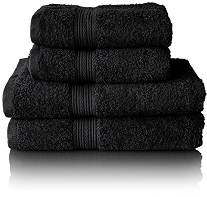 Glart Premium Frottier Handtuch Set, Frotteeserie in 6 Farben und 5 Größen, Farbe: SCHWARZ, 2X Duschtücher 70x140 cm und 2X Handtücher 50x100 cm