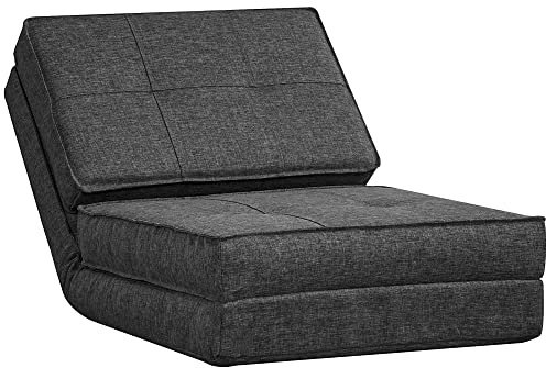 HOMCOM Chauffeuse Fauteuil Convertible Matelas d'Appoint Pliant Gris