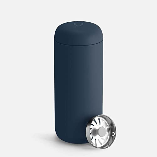 Fellow Carter Move Tasse de voyage de 450 ml, tasse à café de voyage isotherme en acier inoxydable, gobelet à café avec intérieur en céramique et protection anti-éclaboussures, bleu pierre
