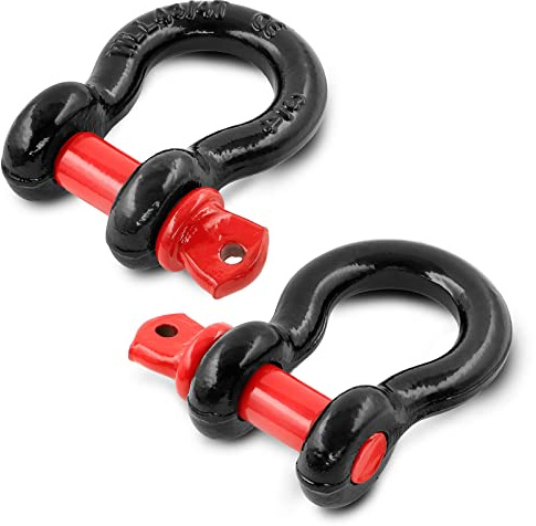 Jamiikury Grilletes de Anillo en D de 3/4 Pulgadas, 28.5 toneladas (61 Libras), Resistencia máxima a la Rotura con Pin de 7/8 Pulgadas para recuperación de vehículos Todoterreno (Paquete de 2)