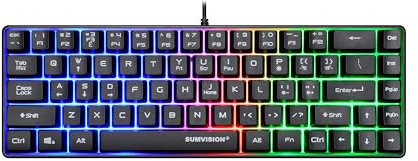 PC Gaming Keyboards SUMVISION SEEKER DESTROYER 60% Percent Pro Gaming Keyboard Wired USB Mini Compact Backlit Mechanical Feel Apple Mac Windows 11 PC PS5 Xbox Series X/S (FREE UK TECH SUPPORT)