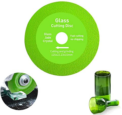 OneNine Disque de découpe en verre, 125 x 22,23 mm, disque diamant professionnel, coupe précise rapide, lames de scie pour carrelage, verre, granit et porcelaine pour meuleuse d'angle