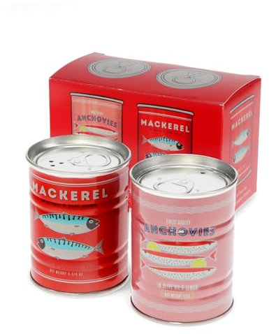 Rex London Edelstahl Food Shaker als Minidosen im Fischdesign Anchovies & Mackerel