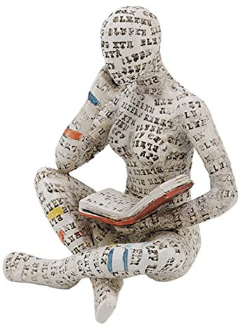Zerodis Harz Lesende Frau Figur Figur Denker Statue ästhetische Skulptur Raumdekoration Innovative Dame Liest Zellstoffform Bücherregal Ornamente für Heimdekoration (G)