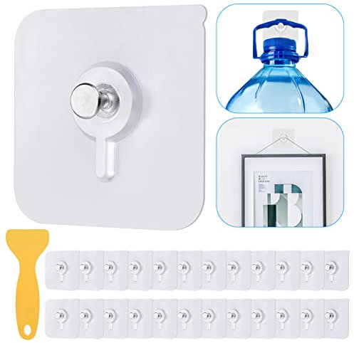 JIZZU 25 Stück Transparent Klebehaken, Bilderhaken Selbstklebend Wandhaken Ohne Bohren, Klebenagel Bildaufhänger für Bild Poster Foto Gemälde Regal, Maximale Belastung 5 kg