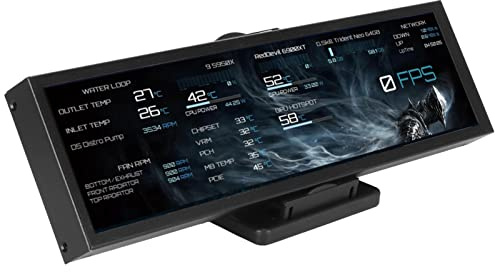 VBESTLIFE 8.8in Computer Temp Monitor, 1920x480 60Hz PC Sensor Panel Display IPS Full View, CPU GPU Utilizzo della e Visualizzazione della Temperatura, Tema Fai-da-Te (Nero)