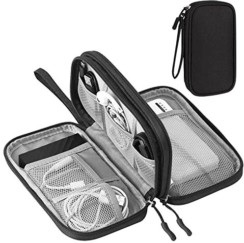 Kabeltasche, Elektronische Tasche Wasserdicht Kabelorganizer Tasche, Universal Doppelschicht Reise Elektronik Zubehör Tasche für Handy Ladekabel USB Headset Powerbank (Schwarz)