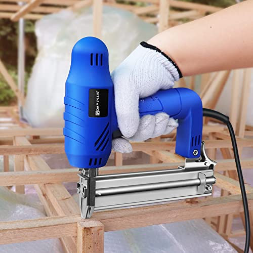 2-in-1 Electric Stapler Nailer Gun 15-32mm 18 Gauge, Including 300pcs Staples and 100pcs Nails, Corded Nail Brad Gun for Woodworking, Decorating, Construction Jobs