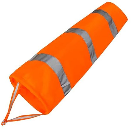 Qianxihu Orange Weatherproof Wind Sock Rip-Stop Nylon Airport Windsock Waterproof Windsock with Reflective Belt for Outdoors Airport Farm Park