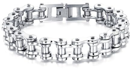 LAFATINA Fahrrad Kette Armband Herren Edelstahl Maskuline Fahrrad Kette Armbänder Väter Tag Armband, 7.8 Zoll