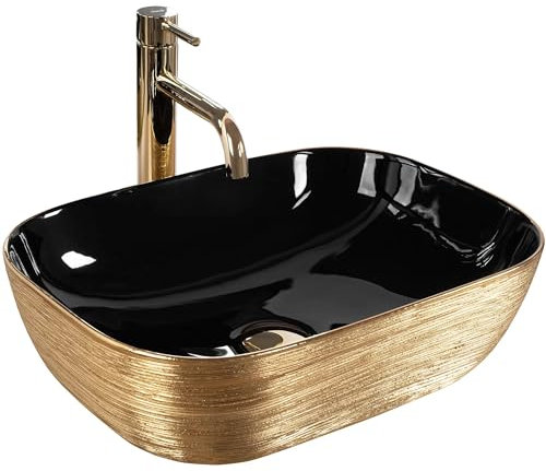 GTM Design Aufsatzwaschbecken Glanz Modern Waschbecken ohne Hahnloch - Elegant Aufsatzwaschbecken Oval für Badezimmer und Gäste WC - nur Bad Waschbecken - Modell 8