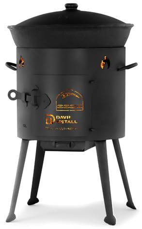 Ø36 Uchag 2mm stahl Utschak Feuerstelle Utschag Campingofen 12L Kazan WOK Kasan (Runder boden) Feldküche Außenküche Eintopfofen