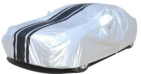 zjxwnb Autoabdeckung für VW Bulli Buzz Bus 6-Seater, Vollgarage Sonnen UV Staubdicht Wasserdicht Winddichtem Reißverschluss Reflektierenden,A/White