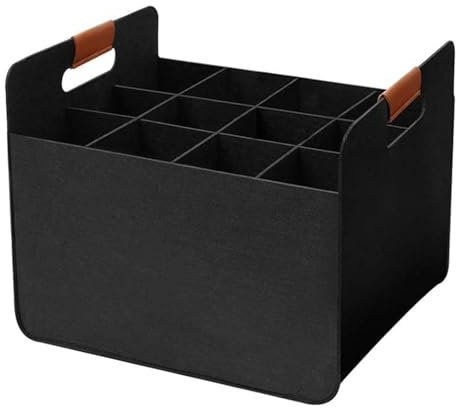 Duroecsain Flaschentasche mit 12 Fächer, Flaschen Tasche aus Filz, recycelt, 37 x 32 x 22 cm