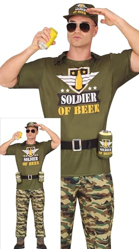 FIESTAS GUIRCA Biersoldatenkostüm für Herren, lustiges Militär-Superheldenkostüm für Herren, Junggesellenabschied, Armee-Kostüm für Männer