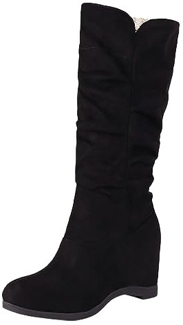 CXKOLD Stivali in Gomma Donna Stivali Donna Tacco con Tacco Coperto Stivaletti Estivi Traforati Bassi Stivaletto Estivo con Zeppa Interna Stivaletti Pelle