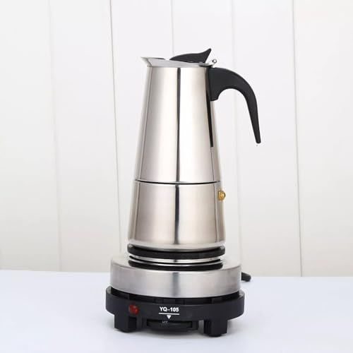 YEITBY Macchina da caffè espresso elettrica da 300 ml, macchina da caffè in acciaio inox per aromi di torrefazione pieni (6 tazze)