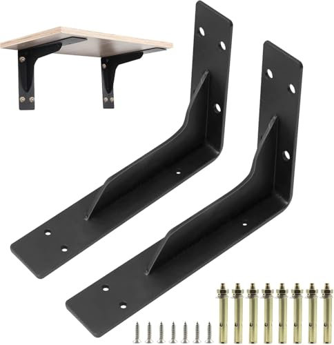 Regalwinkel Schwarz, 2 Stück 400mm Regalträger Schwerlast Regalträger Klappbar bis 105kg, Platzsparende Faltbare Regalhalterung für Küche, Bücherregale, Garage, Werkstatt