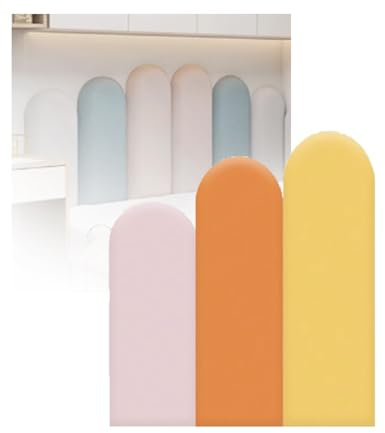 Selbstklebendes Wandkissen, Schlafzimmer-Wandkissen, Dicke 3,8 Cm, Tatami-Wandaufkleber Mit 3 Farbkombinationen, 3 Stück/6 Stück, For TV-Wand, Schlafzimmer, Kinderzimmer, Tanzclub(Pink Orange Yellow,6