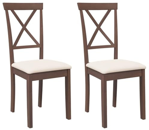 vidaXL Sillas de Comedor con Cojines 2 uds Madera Maciza marrón Caucho