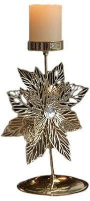 Einzigartiger goldfarbener Kerzenhalter aus Gusseisen, 12,7 x 12,7 x 17 cm, Innendekoration, Kandelaber für Stabkerzen, Tafelaufsatz, Tischdekoration, Frühlingsdekoration