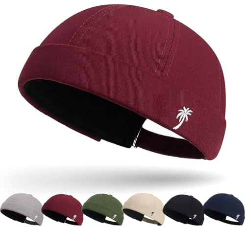 Casquette Docker Coton Bonnet Docker Unique Street Décontracté Brimless Chapeau Beanie Baseball Cap Casquette sans Visière Homme Femme Bonnet de Docker Coton Rétro Docker Hat Cuffed Brimless Hat