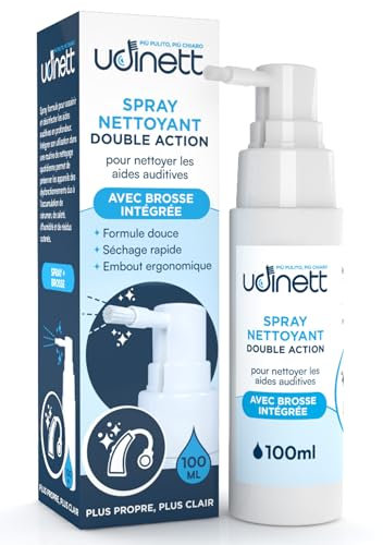 Spray Limpiador y Cuidado para Audífonos 100ml con Cepillo Integrado Udinett Sanitizante para Auriculares Bluetooth Fórmula Delicada Elimina el Cerumen y la Suciedad Efecto Inmediato