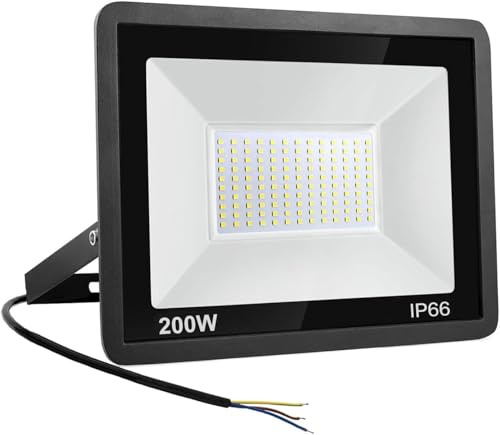 Yatosally 200W LED Strahler Außen - Superhell 20000LM 6500K Kaltweiß, IP66 Wasserdicht Außenstrahler Scheinwerfer für Garten, Terrasse, Garage (Kaltes Weiß-200w, 1pack)