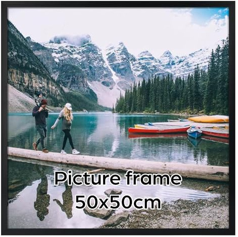 Giftgarden Schwarze Bilderrahmen 50x50 cm, Quadratischer Fotorahmen | für Foto und Bilder, Glattes Schlankes Design, ausschließlich für Wandmontage - Einzel